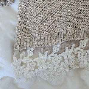 Chic knit lace detail sweater